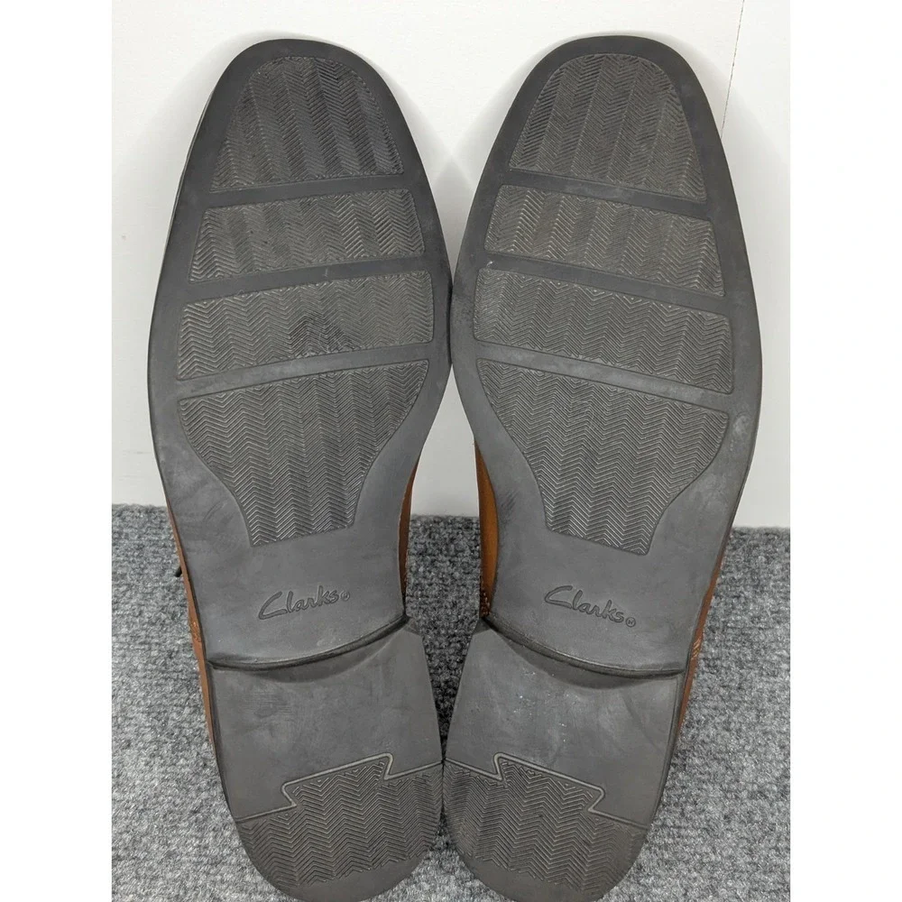 Men's‎ Clarks Whiddon Plain Dress Casual Lace Up Oxford Dark Tan Leather 7.5 W